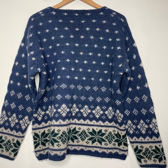 Vintage Abercrombie & Fitch Men's Sweater Fair Isle 100% Wool V-Neck Size L - Picture 5 of 8